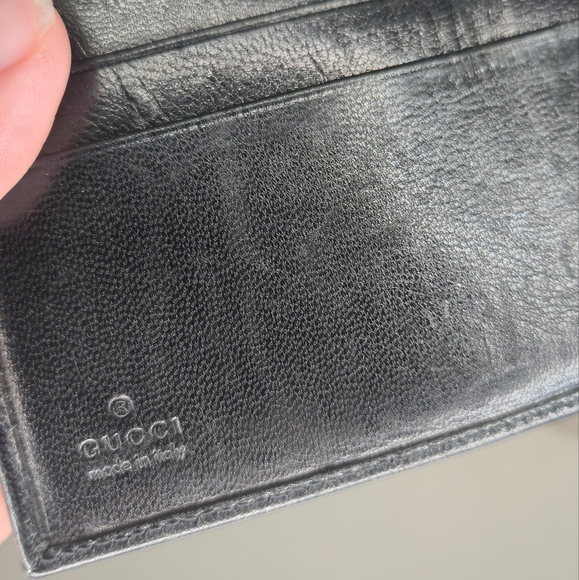 Gucci Vintage Black Leather Unisex Compact Wallet - Picture 7 of 12